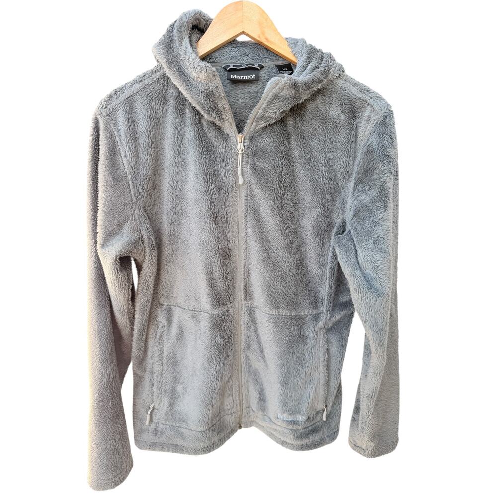 Marmot Fleece Jacket Womens Large Green Full Zip Soft Plush Outdoor Layer